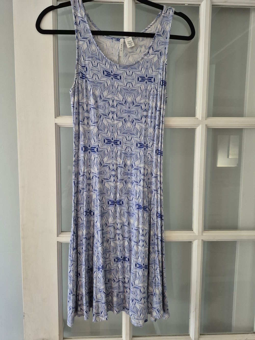 2 For $20!! Sleeveless Blue Geometric A-Line Dress Fit And Flare Size S/M - Picture 5 of 8